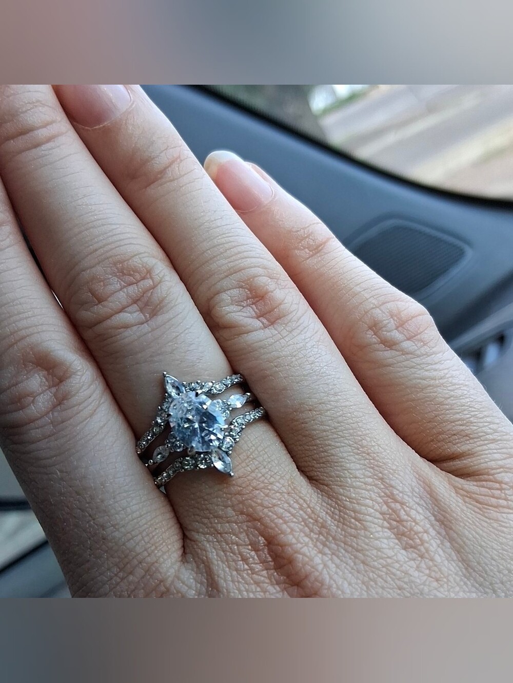 $8 Each Or Bundle 5/$20 Elegant Silver Marquise-Cut Crystal 3 Peice Ring Set